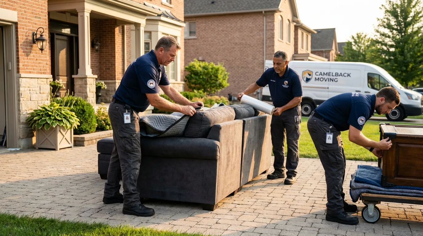 Large estate moving crew wrapping furniture in Bryan, OH