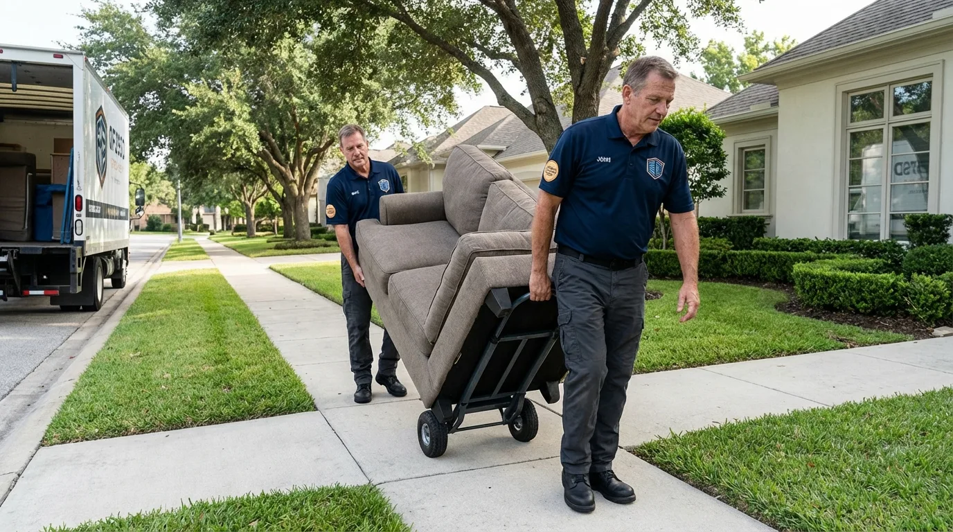Local residential moving crew loading furniture in Bryan, OH